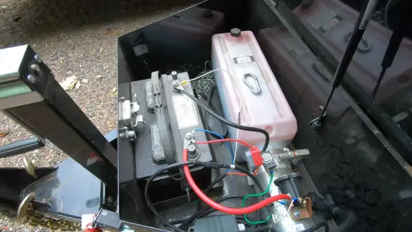 How long does it take to charge the dump trailer battery from the truck
